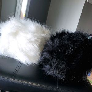 Black and White Faux Fur Hats